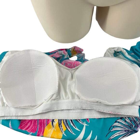 Jantzen AO Tropical Palm Leaf Twisted Front Tankini Set Womens 20W - Picture 2 of 6